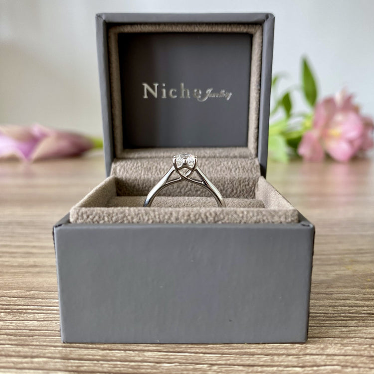 Round 6 Claw Engagement Ring in Platinum &  Diamond - 0.78ct D SI1