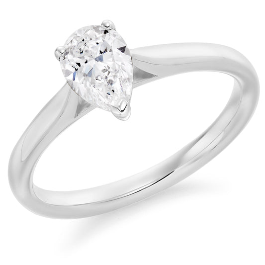 Pear cut engagement ring 0.7ct F / VS Platinum