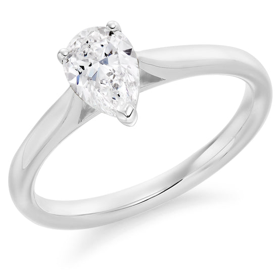 Pear cut engagement ring 0.7ct F / VS Platinum
