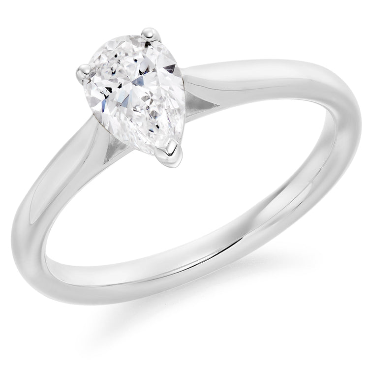 Pear cut engagement ring 0.7ct F / VS Platinum