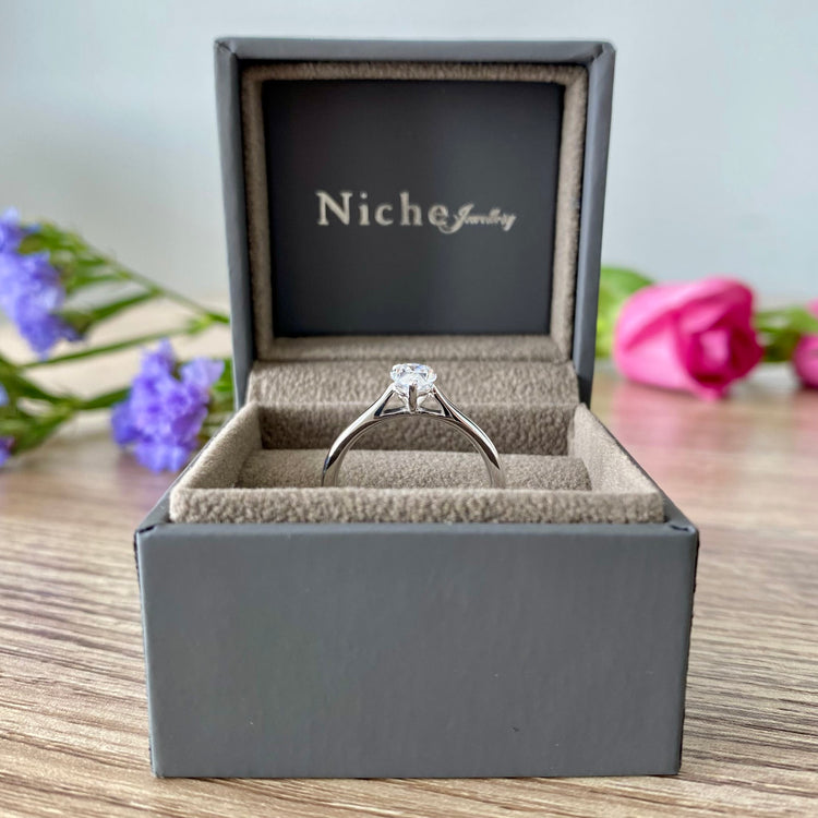 Pear Cut Engagement Ring in Platinum & Diamond - 0.5ct D SI1