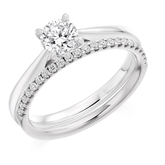 Togetherness Platinum and Diamond Engagement and Wedding Ring Set