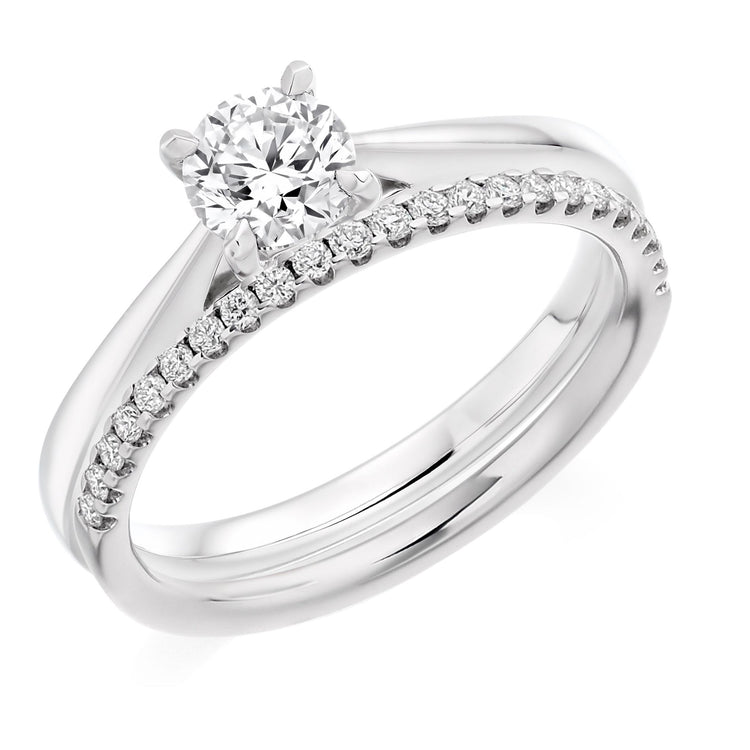 Togetherness Platinum and Diamond Engagement and Wedding Ring Set