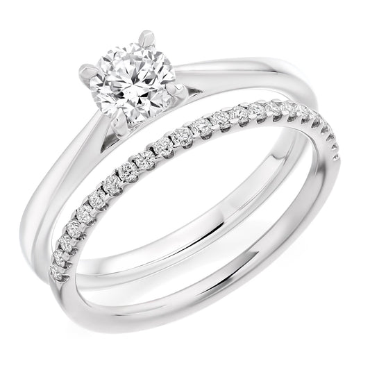 Togetherness Platinum and Diamond Engagement and Wedding Ring Set