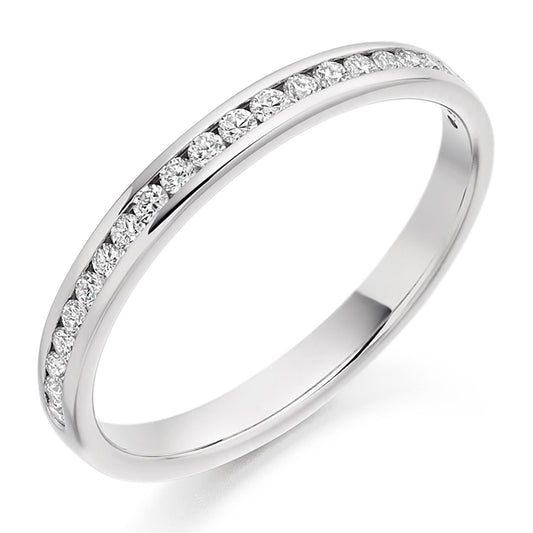 Round Brilliant Cut Channel Set Half Eternity Ring in Platinum