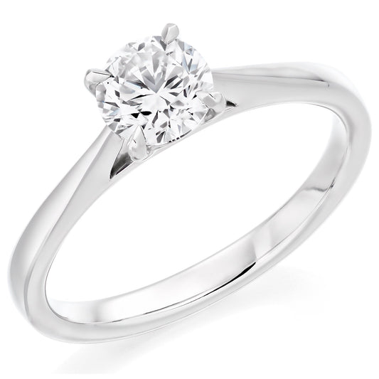 Round Brilliant Cut Engagement Ring in Platinum & Diamond - 0.9ct F VS