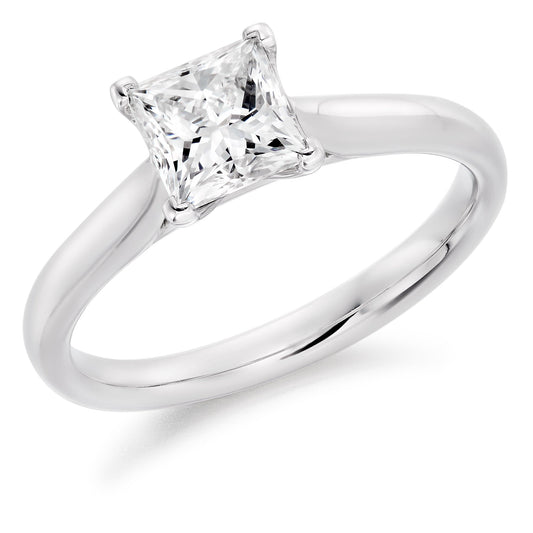 Princess Cut Engagement Ring in Platinum & Diamond - 0.9ct F VS