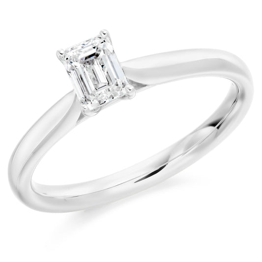 Emerald Cut Engagement Ring in Platinum and Diamond 0.5ct F VS
