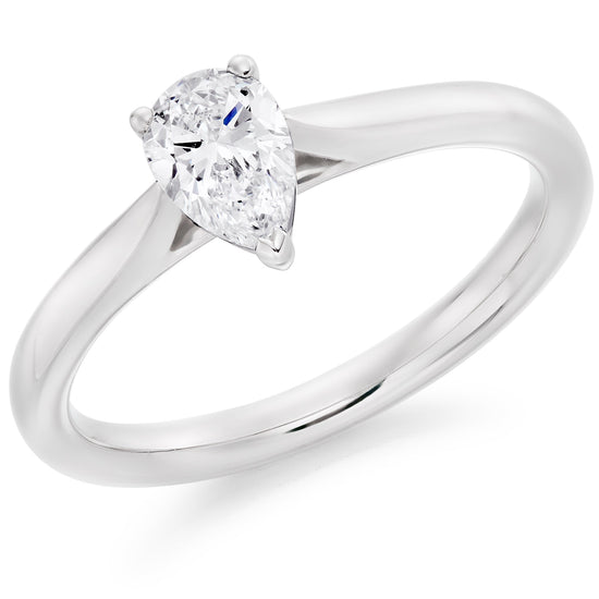 Pear cut diamond egagement ring 0.5ct F / VS