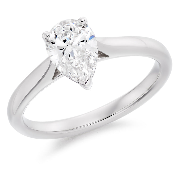 Pear Cut Engagement Ring in Platinum & Diamond - 0.9ct F VS