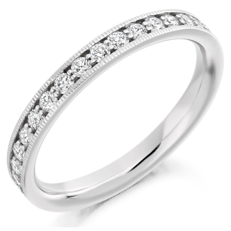 Round Brilliant Cut Grain Set Full Eternity Ring in Platinum