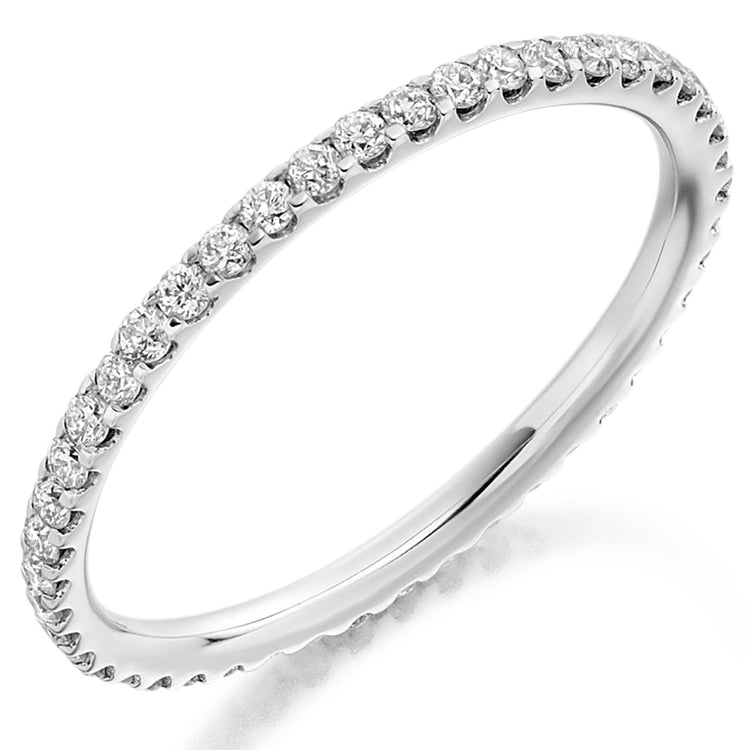 Round Brilliant Cut Micro-Claw Set Full Eternity Ring in Platinum