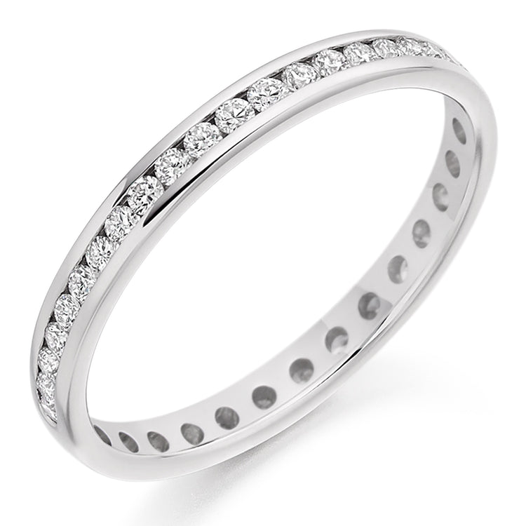 Round Brilliant Cut Channel Set Full Eternity Ring in Platinum