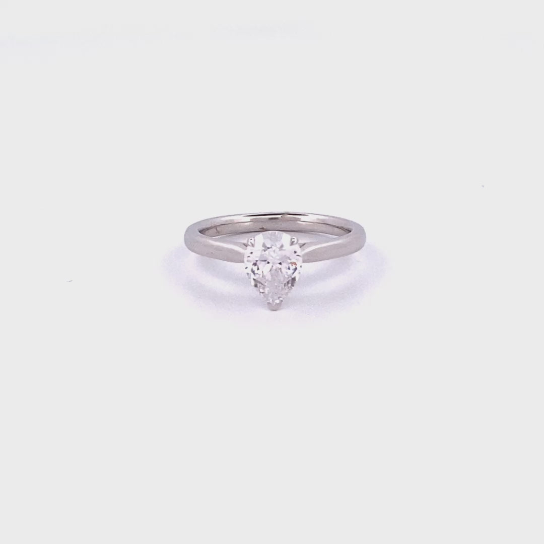 Pear cut engagement ring 0.7ct F / VS Platinum video