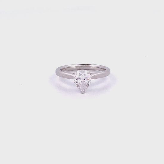 Pear cut engagement ring 0.7ct F / VS Platinum video